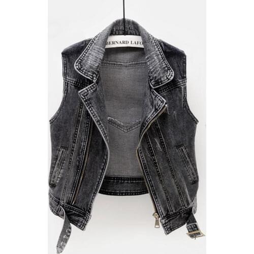 Denim Vest Women Short Waistcoat Korean Casual Jean Cardigan Loose Sleeveless Jacket Vintage Jeans Vest Female Plus Size HOWDFEO