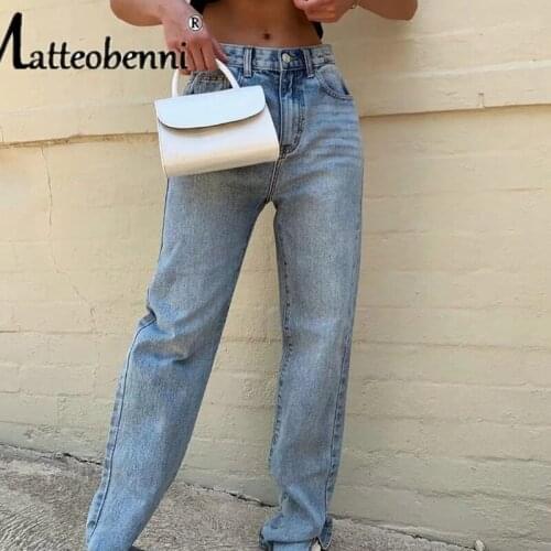 High Waist Jeans Cargo Pants Women Jeans Baggy Design Slit Jeans 2021 Autumn New Fashion Trousers Split Mopping Women Jeans