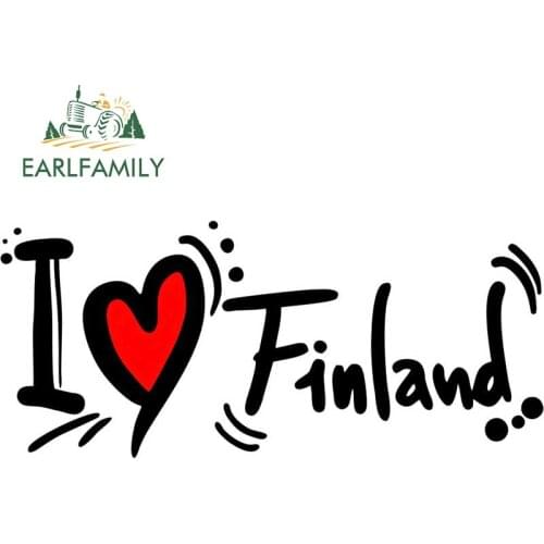 EARLFAMILY 13cm x 4.2cm for I Love Finland Car Accessoires Stickers Camper Waterproof Decals Motorcycle RV Car Door Protector