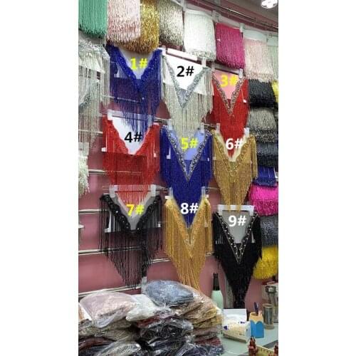 Hot sale new wedding embroidered crystal rhinestone collar necklace with tassels appliques SYJ-9395 with fringe