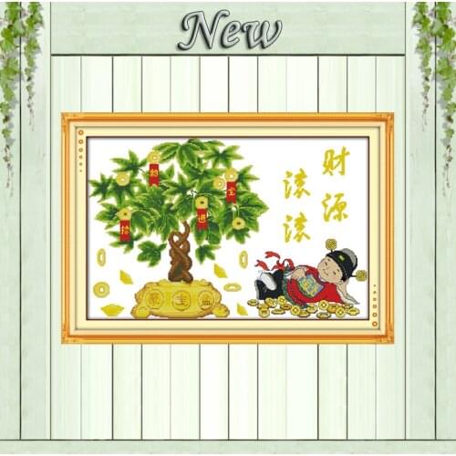 Treasures fill the home money tree painting counted printed on canvas DMC 11CT 14CT Cross Stitch kits needlework embroidery Sets