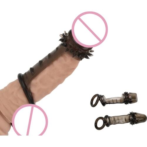 Penis Ring Penis Sleeve Reusable Dildo Enlargement Delay Ejaculation Adult Sex Toy Man Spike Dotted Condom Extender