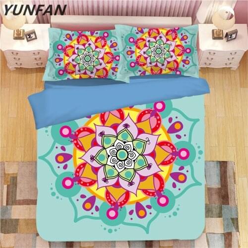3D Mandala Bedding Set blue Duvet Cover sets With Pillowcases Flower twin full queen king Bedclothes Bohemian 3-Piece Bedspreads