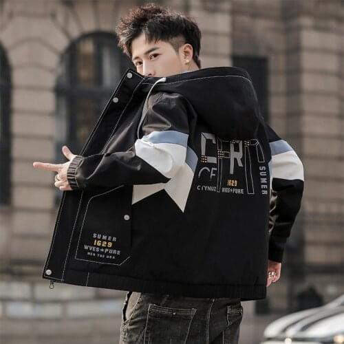 Hot Selling Spring Autumn New Style Mens Jacket Fashion Printing Casual Streetwear Hooded Sports Coats Outwear Tops Clothes