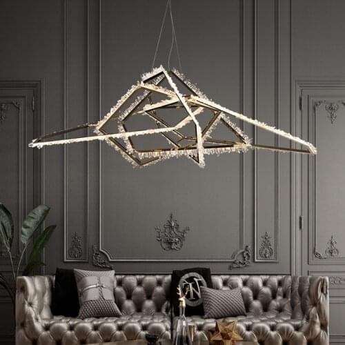 Natural Crystal Living Room Chandelier Villa Hall Bedroom Dining Postmodern Hanging Lamp Designer New Led Engineering Fixtures