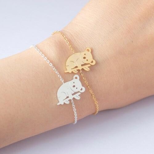 Small Koala Bracelets For Women Australia Animal Jewelry Stainless Steel Cute Bear Bracelet Femms Best Friend Gifts BFF