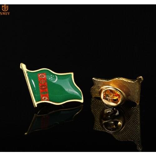Turkmenistan Country Flag Metal Enamel Brooch Fashion Trend Denim Shirt/Suit Lapel Pin Badge Patriot Travel Backpack Jewelry