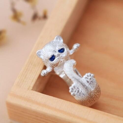 Sweet Cute Cat Animal Ladies Finger Rings Promotion Jewelry Women Punk Open Party Animal Ring Never Fade