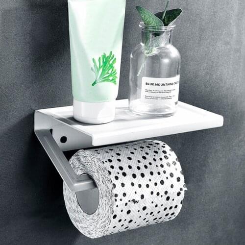 Multifunction Aluminum Space Toilet Paper Holders Storage Hooks Bathroom Shelves with Ashtray Phone Holder Bathroom Accessories