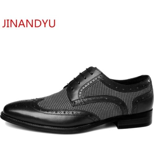 Brogues Men Dress Shoes for Suit Business Shoe 38-48 Plus Size Party Shoes Man Vinyage Black Office Formal Shoes Men Classic