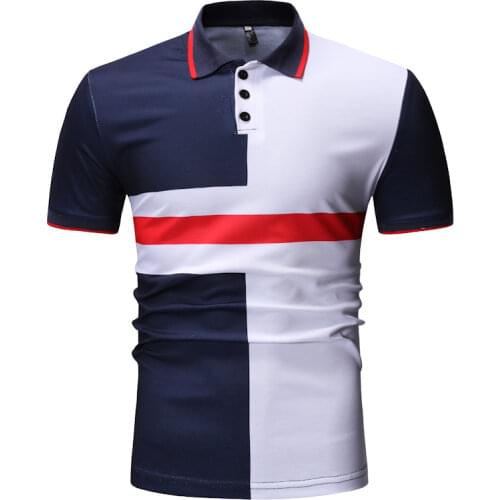 2021 Summer New AliExpress Ebay mens Casual Fashion Stitching Slim-fit POLO shirt