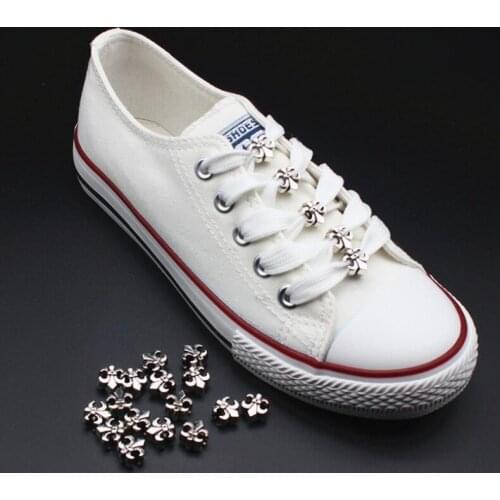 New Design Vintage Silver Plated Metal Cross Beading Shoelace Decorations 12 Pieces/Lot