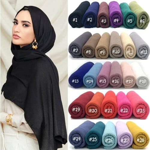 Plain Jersey Hijab Scarf Soft Elastic Muslim Women Cotton Modal Long Scarves Headband Turban Shawl Islamic Headscarf Head Wraps