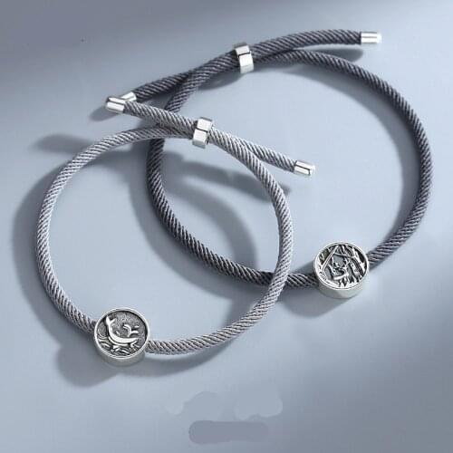 Original whale and deer couple bracelet a pair of sterling silver creative woven hand rope niche long-distance love hand ornamen