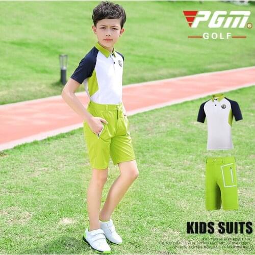 Pgm Children Boys Golf Clothing Sets Summer Boy Short Sleeve T Shirt Elastic Pocket Shorts Breathable Sports Golf Wear D0784