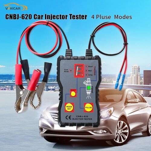 VEHICAR 12V Professional Injector Tester 4 Pluse Modes Fuel Injector Flush Cleaning Tool Kit Injector Tester Fuel System Scan