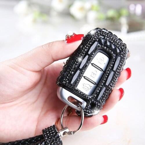 Luxury car key case cover shell holder With keychain ring Diamond bling for Hyundai KIA K2 K5 IX35 Woman Accessories
