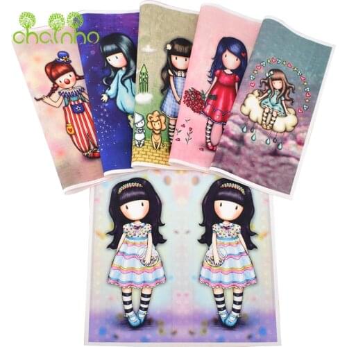 Hand Dyed Symmetrical Positioning Cotton Canvas Fabric,Girls Series,For DIY Sewing&Quilting Purse,Book Cover Decoration Material