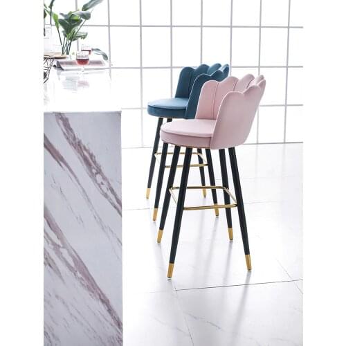 Nordic Bar Stool Chair Light Luxury armchair Modern Minimalist Simple High Chair Stool Front Restaurant Balcony
