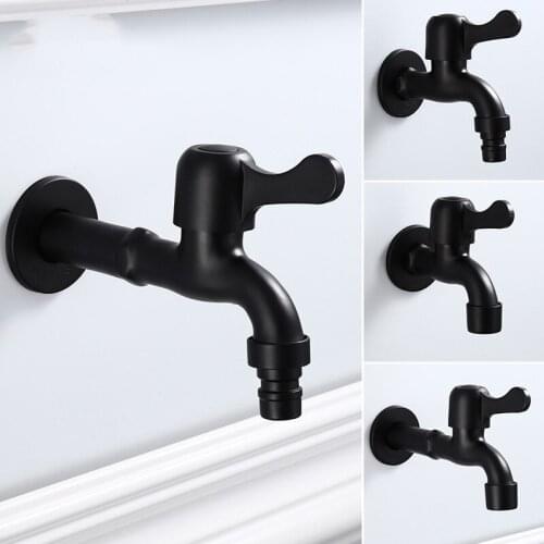 Bathroom Black Single Cold Tap Wall Single Tap Cold Water Faucet Garden Black Tap,4 Points Faucet Faucet