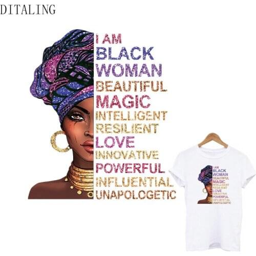 DIY Thermal Sticker On Clothing Black Women Patches Fashion Girl T-Shirt Washable A-Level Appliqued On Clothes Iron-On Transfers