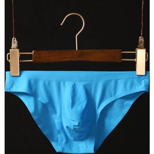 Men Ice Silk Briefs Ultra-thin Seamless Semi- transparent Underwear Breathable cuecas homme Underpants Bulge Pouch Sexy Panties