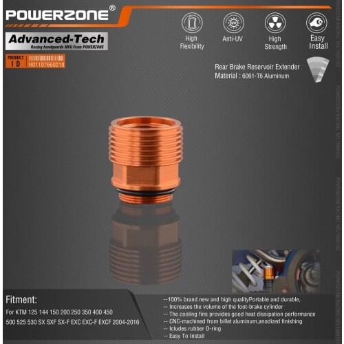 Powerzone Rear Brake Reservoir Extender For KTM 125 144 150 200 250 350 400 450 500 525 530 SX SXF SX-F EXC EXC-F EXCF 04-16