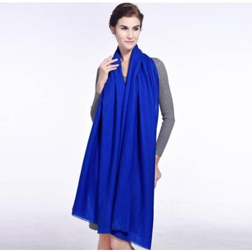 High Quality Solid Red Brand New Fashion Jewelblue 100% Wool Womens 80 Yarn Pashimina Thin Soft Shawl Scarfs Wrap Warm 200x70cm