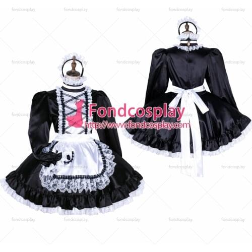 Lockable Sissy maid satin dress Uniform cosplay costume Tailor-made[G1776]