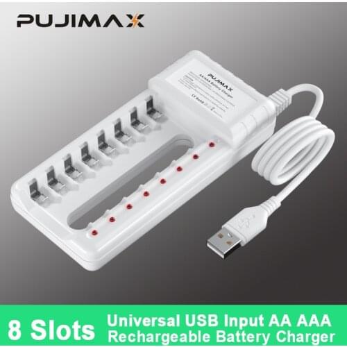 PUJIMAX 8 Solts Battery Charger Adapter USB Plug Battery Charger For Universal AA/AAA rechargeable Batteries Power Accessories