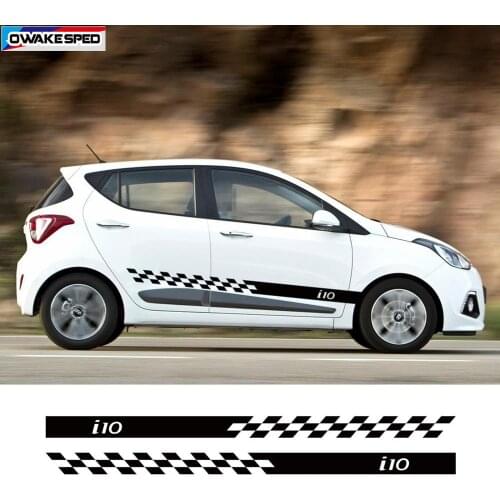 1 set Sport Stripes Car Door Side Skirt Stickers For Hyundai i10 Racing Styling Auto Body Decor Decals
