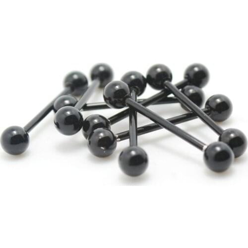 14G 5mm ball stainless steel black color tongue rings 10pcs body piercing jewelry mix lot wholesale