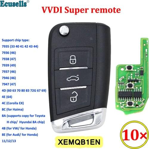 10PCS/LOT Xhorse XEMQB1EN VVDI Super Remote with XT27 XT27A66 Chip Work for VVDI2 /VVDI MINI Key Tool/VVDI Key Tool Max