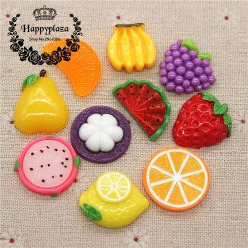 10pcs Cute Resin Various Fruits Simulation Miniature Food Art Flatback Cabochon DIY Craft Decoration