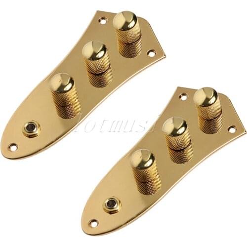 2Pcs Gold Plated Wired Control Plate for Jazz Bass Replacement Parts