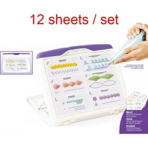 23pcs/set Cake Icing Piping DIY Practice Drawing Board Template Paper Practice Cardboard Paste Fondant Cream Cake Decoration