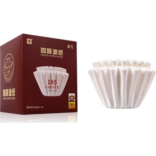 50PCS Coffee Filters Dripper Single Serving Paper For Coffee Machine Shaped Wavy Disposable Coffee Filters Paper Cake Cup Bowl