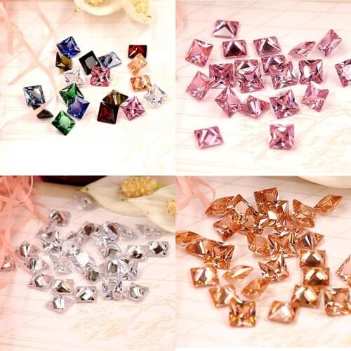 9 Colors 6mm/8mm Artificial Colored Zircon Crystal Square Shape Glue on Rhinestone Beads DIY Phone Accessories Clothes Supplies