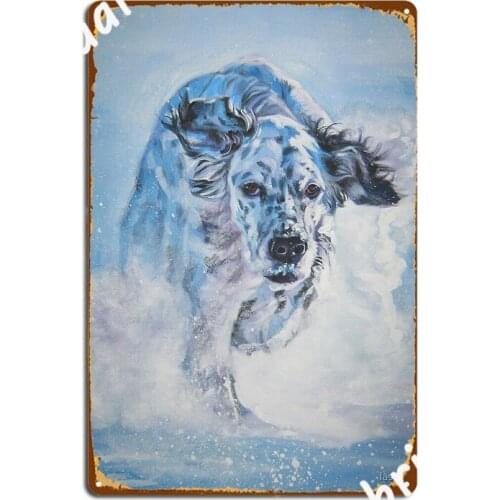 English Setter Fine Art Painting Metal Sign Painting Décor Home Classic Wall Cave Tin Sign Poster