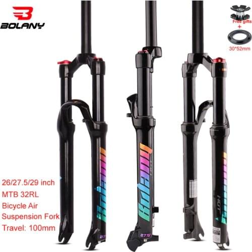 Bolany Suspension Bicycle Air Fork 26/27.5/ 29 Aluminum Alloy Air Straight Quick Release MTB Forks For Bicycle Accessories