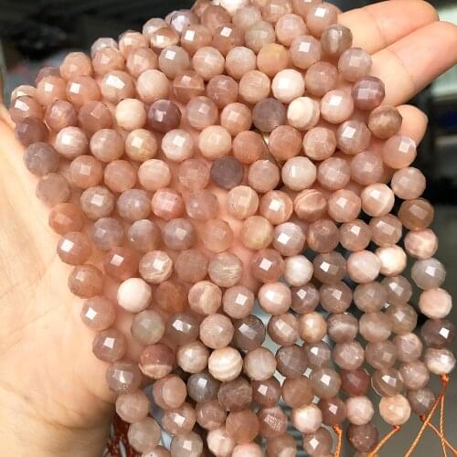 Natural Faceted Gem Sunstone Beads Loose Spacer Beads For Jewelry Making DIY Bracelets Necklace Accessories 7.5"Inches 6mm/8mm