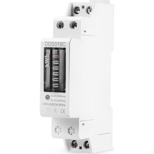 Household Rail Single Phase Digital Display Electricity Power Consumption Wattmeter Energy Meter Watt KWh 5-32A 220V AC 50Hz