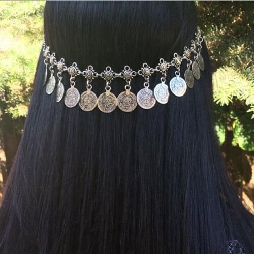 Bohemian Gypsy Style Coins Tassel Design Head Chain Headpieces Headband Chains Fashion Jewelry Antique For Women Girl