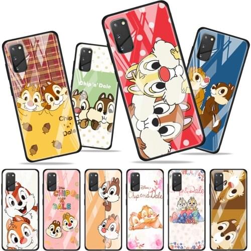Disney Chip 'n' Dale for Samsung Galaxy S20 FE Ultra Note 20 S10 Lite S9 S8 Plus Luxury Tempered Glass Phone Case Cover