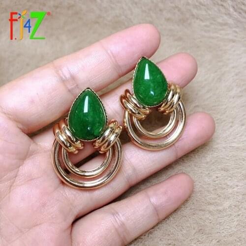 F.J4Z Fashion Stud Earrings for Women Trendy Simulated Pearl Statement Earrings Ladies Nature Stone Earring Gifts Jewelry