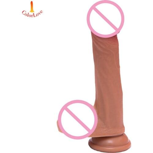 22cm Huge Dildo Double Hardness Soft Realistic With Suction Cup Real Skin feeling Huge Penis Erotic Sex Toys For Women sex store