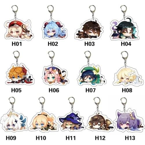 Genshin Impact Man Keychain Acrylic Key chain Anime Women Key Holder Couples Keyring Cartoon Pendant Zinc Alloy Brelok Project