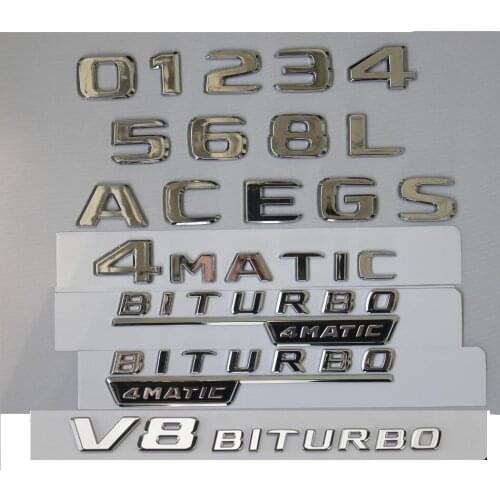 Chrome Trunk Letters Number Badges Emblems for Mercedes Benz A B C E G S GLS GLE CLS CLA Class AMG 4MATIC 2017 2018 2019 2020