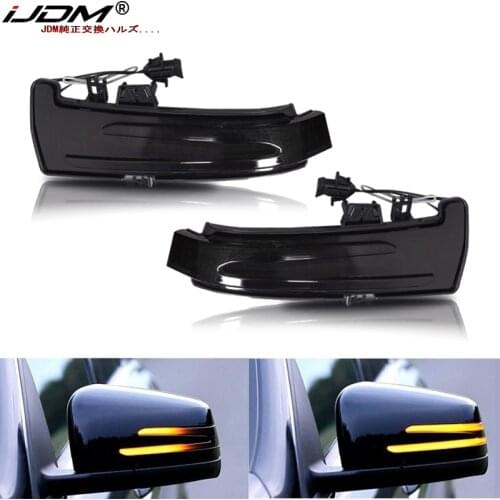 IJDM White & Ambe Dynamic Sequential Blink LED Side Mirror Turn Signal Light & DRL For Mercedes C E S CLA CLS GLK GLA Class, etc