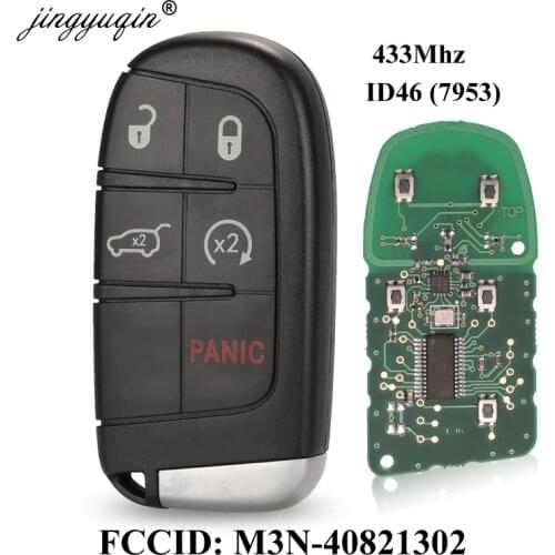 Jingyuqin 433MHz ID46 Chip 5 Buttons Remote Car Key Fob for JEEP Grand Cherokee M3N-40821302 M3N40821302